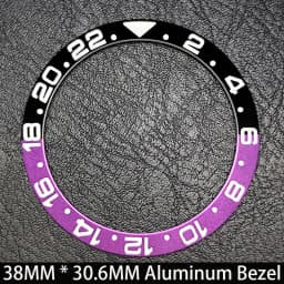 Sloping 38mm * 30.6mm Ceramic/Aluminum Blue Luminous Bezel GMT and Diving Watch Insert Fit for 40mm Watch Case Replacement Watch