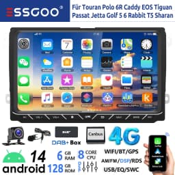 ESSGOO 9" Android 14 8-Core 6+128GB Carplay Car Stereo For VW Golf 5 6 Passat Polo Touran Tiguan Jetta 4G DSP GPS WIFI AM FM BT