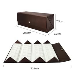 Portable Foldable Jewelry Storage Box Black Leather Outer and White Leather Inner Jewelry Box Rings Necklace Pendant Container