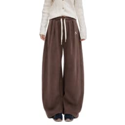 ELFSACK 2025 Winter New Arrivals Casual Loose Solid Colour Floor Length Straight Leg Pants For Women