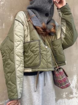 Korean Retro Patchwork Diamond Grid V-neck Cotton Jacket Women's New Winter Fashion Small Size Matching Cotton Clothes
