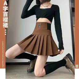 High Waist A-Line Skirt Black Pleated Spring Autumn Design Letter Elastic Abdomen Half Body Skirt City Walk PVC Fabric