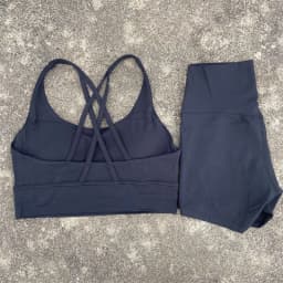 Solid Color Soft Women Gym Yoga Short Set Cross Back Shoulder Strap Gym Bra+High Waist Sport Short Leggings 2pc Tight Sportwear