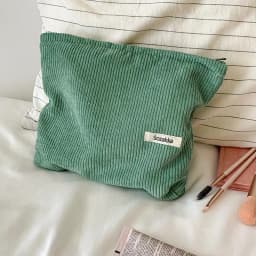 Solid Color Corduroy Makeup Pouch Cosmetic Bag Large Capacity Storage Bag Portable Wash Skincare Toiletry Bag Travel Organizer