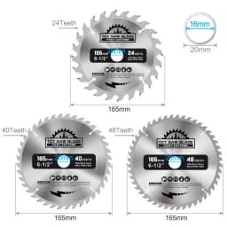 XCAN 165mm Circular Saw Blade TCT Carbide Saw Blade For Woodworking Cutting Tools Wood Cutting Disc 24/40/48/60T