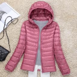 Women's Ultralight Thin down Jacket Quilted Coat Hooded Lightweight Silk Fiber Fill Fall Fashion Ladies' Premium Clothing