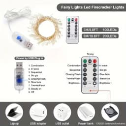 5V DC LED Firecracker String Light USB Battery Power Remote Control Garland Fairy Lights for Wedding Party Christmas Decoration