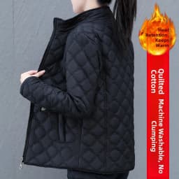 Women's Short down Cotton Jacket Warmth Outerwear Winter Coat plus Size Fluffy Coat Slimming Thickened Long Sleeve Zipper