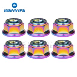Wanyifa Titanium Nut M6/M8/M10/M12 Flange Lock Nuts for Cycling Modification 6pcs