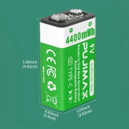 PUJIMAX USB 9V Rechargeable Battery 4400mWh Type-C Rechargeable 6F22 9V Li-ion Battery For RC Helicopeter Model Multimeter Toy