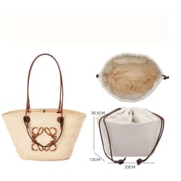 Drawstring bag organizer insert shoulder strap for Anagram Basket straw woven bag support inner liner bags accessories