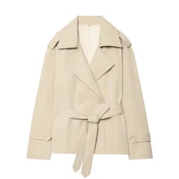 Women's Coat 2026 Autumn New Style Solid Color Long Sleeve Belted Short Trench Coat European and American Personalized Fashion