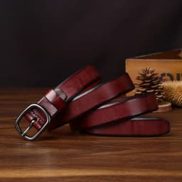 2.4CM Pure Cowhide High Quality Genuine Leather Thin Belts for Women Brand Strap Vintage Jeans Cowboy Leisure Needle Buckle Belt