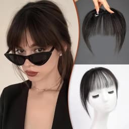 Ombre Brown to Blonde Clip in Bangs 100% Real Human Hair Bangs Wispy Bangs Hair Pieces 3 Secure Clips in Full Fringe Fake Bangs