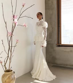 Kyoto Customized White High Neck Wedding Dresses Mermaid Zip Back Long Sleeve vestidos de noche Floor-Length robe de mariée 2026