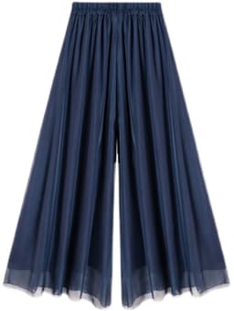 Spring Summer Thin Chiffon Wide Leg Pants Women's New High Waist Draped Nine Points Skirt Loose Elastic Waist plus Size Pants