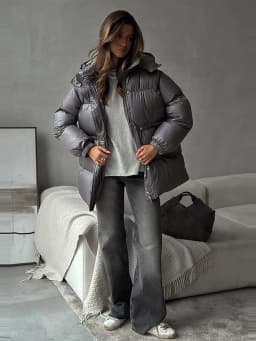 Fashion Solid Drawstring Cotton Jacket Women Chic Long Sleeve Zipper Loose Hooded Coat Winter Lady Warm Daily Street Outwear