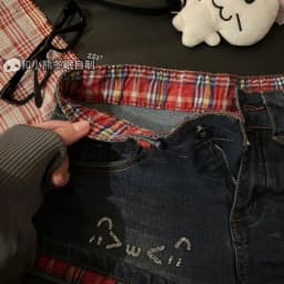 Y2k Low-waist Plaid Patchwork Jeans for Women All-match Sexy Bodycon Hot Short Pants 2026 Summer New Blue Denim Shorts