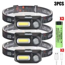 1-4PCS Strong Light Outdoor Head Lamp Cobled Multi Function Headlight USB Charging Head Mounted Flashlight Outdoor Night Fishing