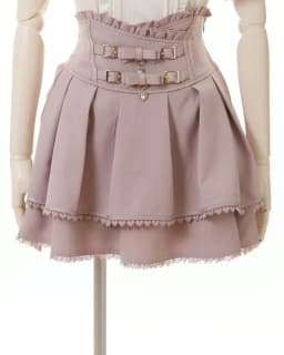Japanese Mine Double Butterfly Braid Buckle Leather Ring High Waist Skirt Shorts Women Liz Sweet Pink Lace Pleated Short Skirt