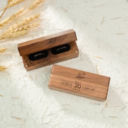 Wood Double Ring Box Free Engraving Name Wedding Ring Engagement Bearer Box Custom Proposal Modern Rustic Wedding Wide Ring Box