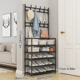 Five Layer Shoe Rack Simple Shoe Rack Integrated Storage Rack Household Shoe Rack Multifunctional Clothes Rack Coat Rack 2-piece