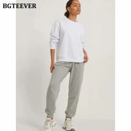 BGTEEVER Casual O-neck Loose Women Pullovers Spring Autumn Long Sleeve Basic Cotton Sweatshirts for Women