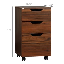 HOMCOM 3 Drawer Mobile File Cabinet, Rolling Printer Stand, Vertical Filing Cabinet, Brown Wood Grain