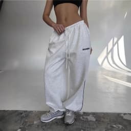 Casual Solid Color Trousers Autumn New Style Elastic Waist Lace Up Letter Embroidered Sweatpants Fashion Sports Style Pants