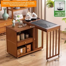 2025 Hot Selling Portable Tea Table with Heating Kettle for Home Balcony Tea Ceremony