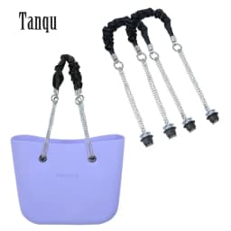 New 1 Pair Long OBag Leather Handles Strap Fold Pleat with Silvery Chain for OBag O Bag DIY Women Shoulder Handbags