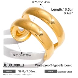 Uworld Unique Stainless Steel Metal Wide Cuff Open Bracelet Bangle 18K Gold PVD Plated Waterproof Fashion Essential Jewelr