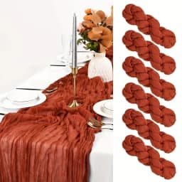6PCS Gauze Table Runner Wedding Semi-Sheer Vintage Cheesecloth Dining Party Christmas Banquet Arches Cake Wholesale Table Decor