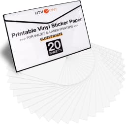 HTVRONT 15/20 Sheets 11X8.5in Matte Glossy Printable Vinyl Sticker Paper A4 Self-adhesive Copy Paper for Inkjet & Laser Printer