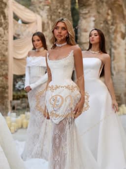 DY Unique Ivory Lace Mermaid Wedding Dresses Strapless Pearl Tassels Bridal Gowns Customized Lace-up Vestidos De Novia Sweep Tai