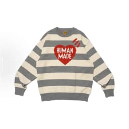 Human Made striped heart-shaped letter sweater knitted sweater loose fitting mens and womens casual wear round neck warm sweater