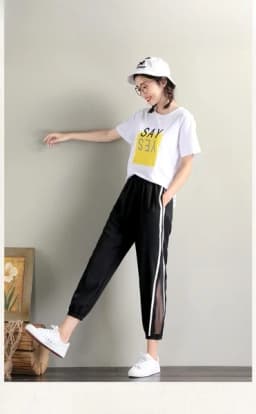 Summer Thin Wide Leg Harlan Pants Women's Loose Fit Trousers Korean Style High Waist Nine Points Lantern Pants Casual Wear