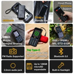 AGM M11 4G Rugged Phone IP68 Waterproof Feature Phone 4000mAh Emergency Charger Wi-Fi Hotspot Wired Reverse Charging for Outdoor