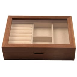 Wooden Jewelry Box Travel Ring Earring Storage Boxes Women's Necklace Bracelet Organizer Display Box with Magnetic Attraction