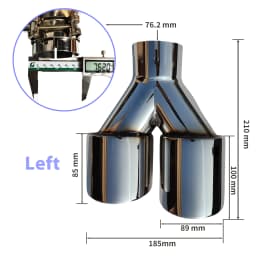 1 Pcs Universal Car Stainless Steel Tail Throat Length Y-Shaped Double Out Twill Glossy Exhaust Muffler Tip