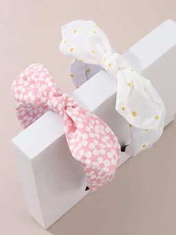 2pcs Girls‘ Fun Bunny Ear Headbands, Adorned with Fabric Flowers for Imaginative Play & Style