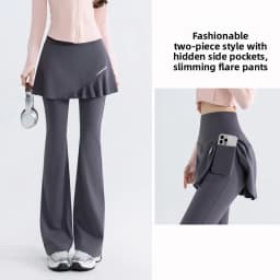plus Size Micro Flared Yoga Pants Women's New Style Fatter High Waist Slimming Fitness Trousers Butt Covering Skirt Sports Pants