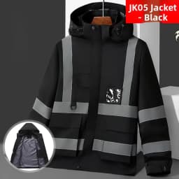 High-Speed Reflective Thickened Cotton Jacket Men's Fleece-Lined Printed Workwear Winter Outdoor Style Removable Hat Business...