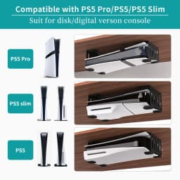 Under Desk Holder for PS5/Pro/Slim Metal Horizontal Stealth Mount Support Compatible with PS5 Disc&Digital Edition Stand