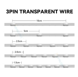 KTRLIGHT DC5V/12V 1.5cm-10cm Pitch 3Pin Clear Wire WS2811 LED Seed Pixel String Light RGB IC Addressable Full Color IP68