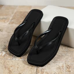 Summer Women Flip Flops Casual Solid Color Comfortable Non-Slip Lightweight Indoor Outdoor Beach Square Head EVA Flat Sandals