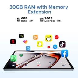 DOOGEE U11 Pro Tablet 30GB 256GB 11" HD 90Hz Display 8580mAh Battery Unisoc T7200 octa-core 13MP+5MP Widevine L1 Android 16