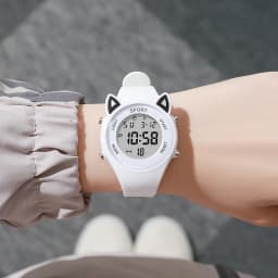 Cat-Ear Kids Watch with Bracelet Waterproof Digital Watch LED Sports Electronic Wristwatch for Girls Boys Students Children Gift