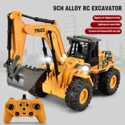 2.4G Alloy Remote Control Dump Truck Excavator Bulldozer Engineering Vehicle 9 Channels RC Trucks Model Children's Toy Kids Gift