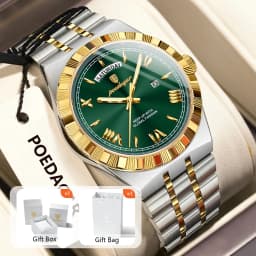 POEDAGAR Luxury Man Watch Waterproof Luminous Week Date Wristwatch For Men Stainless Steel Fashion Quartz Men's Watches+Box Gift